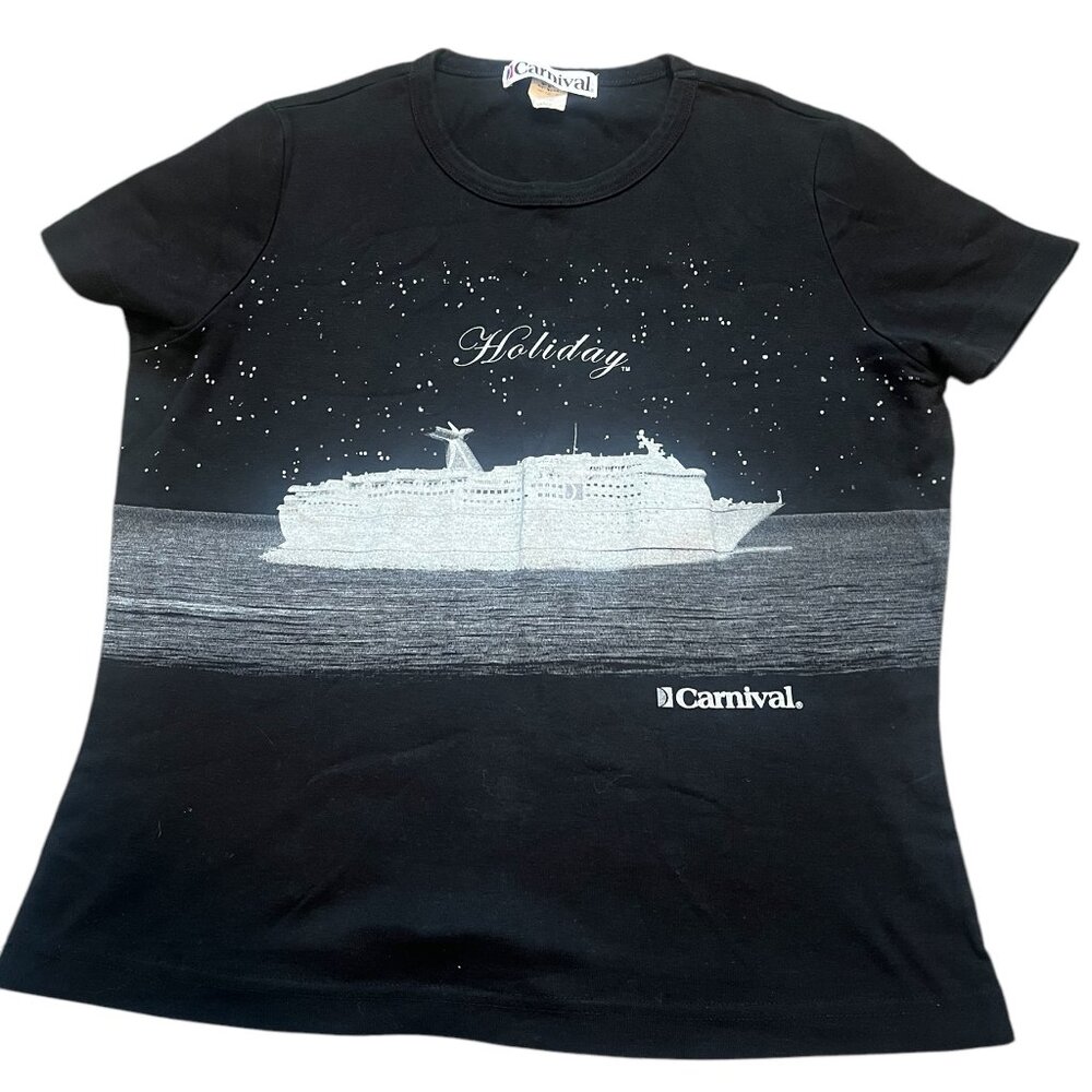 Carnival Cruise Ship Holiday Shirt Souvenir Size Large Short Sleeves Black USA